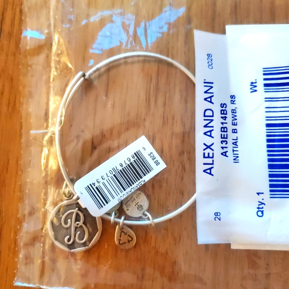 Brand New Alex And Ani Bracelet initial "B" Silver